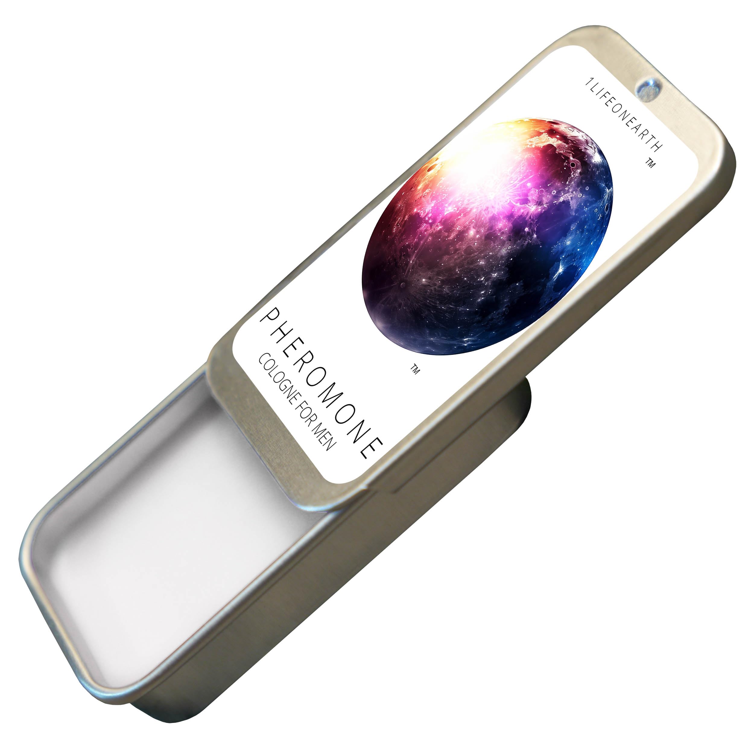 1Lifeonearth pheromone cologne pocket tin for travel-ready use