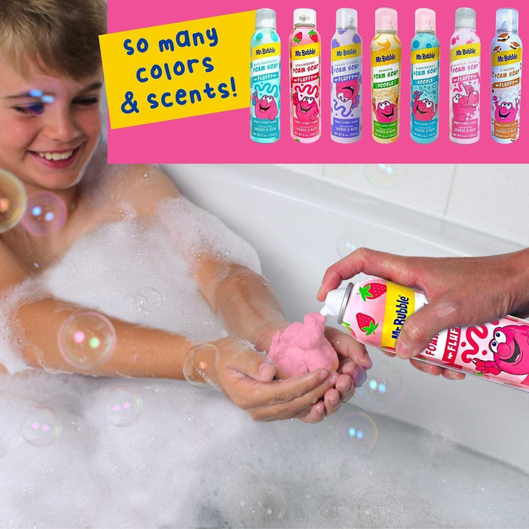 1MSR B'ubble foam soap bottles showing rotating colors and fragrances