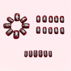 24Pcs Christmas Press on Nails full cover square nails for neat, durable holiday wear