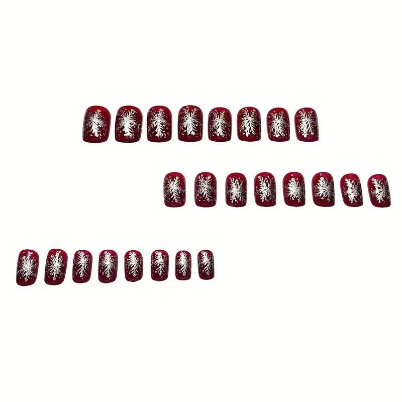 24Pcs Christmas Press on Nails winter art kit for DIY holiday nail art
