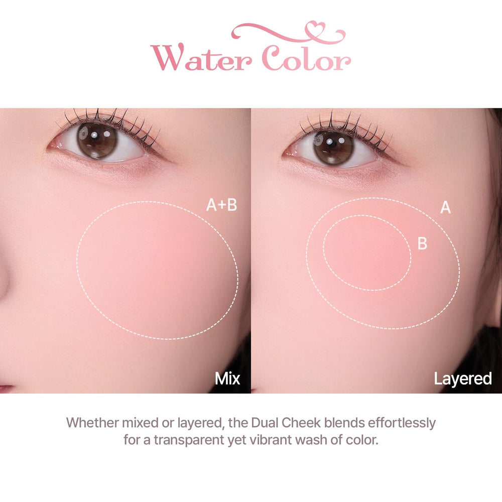 2aN dual color face blusher swirl blend blends shades for versatile cheeks.