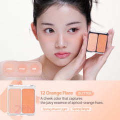 2aN Dual Color Face Blusher watercolor flush blends naturally for a sheer glow