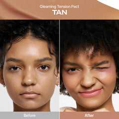 2aN Gleaming Tension Cushion Pact on the face with detail for a natural look