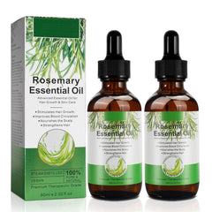 Rosemary oil for hair growth bottle in a two-pack, promoting scalp nourishment.