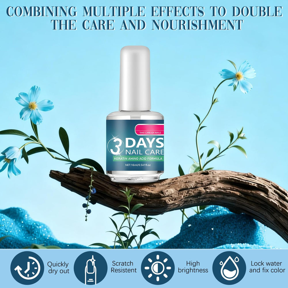 3 Days Nail Care application on nails demonstrates hydrating, non-greasy finish.