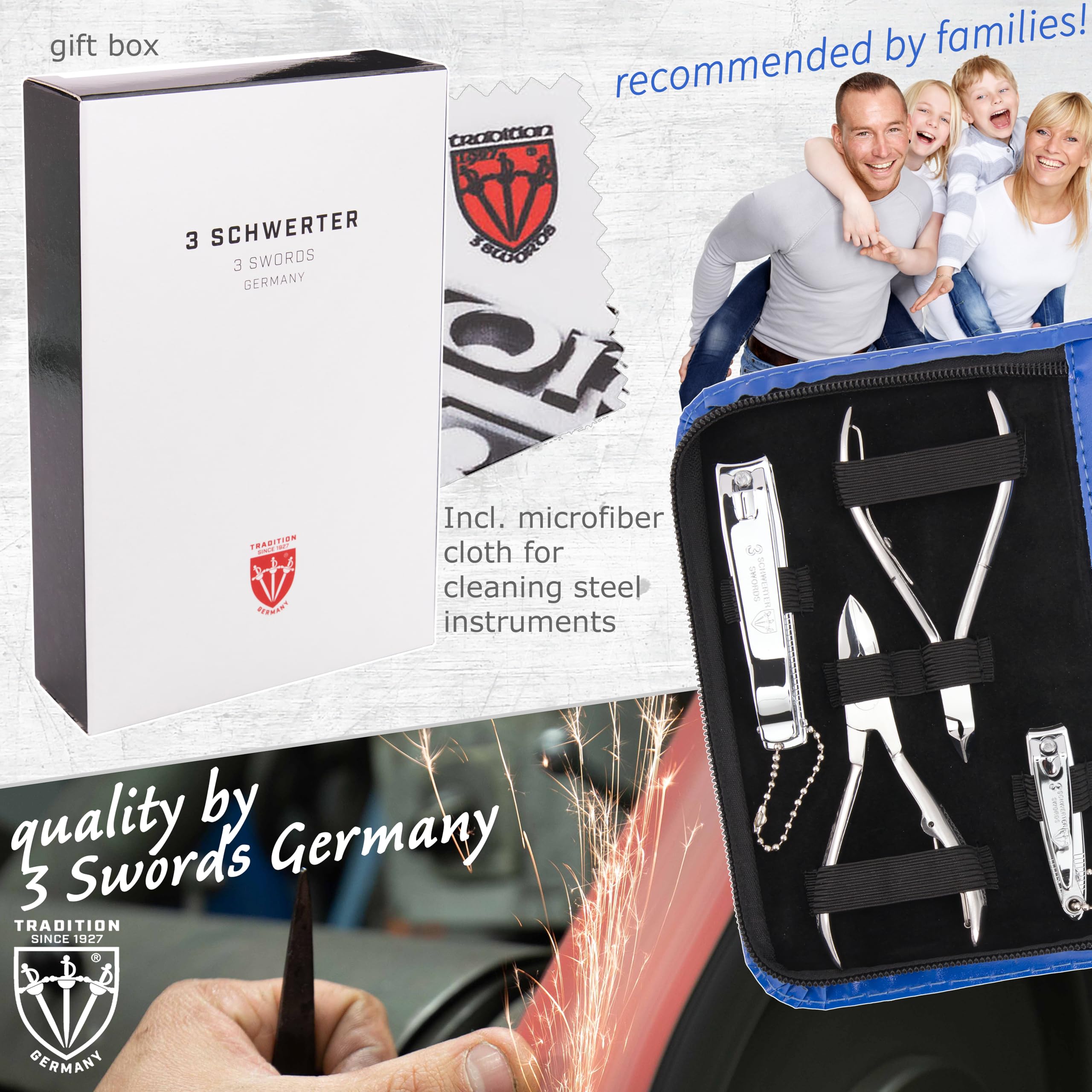 Travel-ready 11-piece kit by 3 Swords Germany fits neatly in luggage