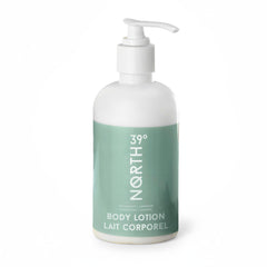 39° North body lotion bottle with eucalyptus and lavender for daily moisture.