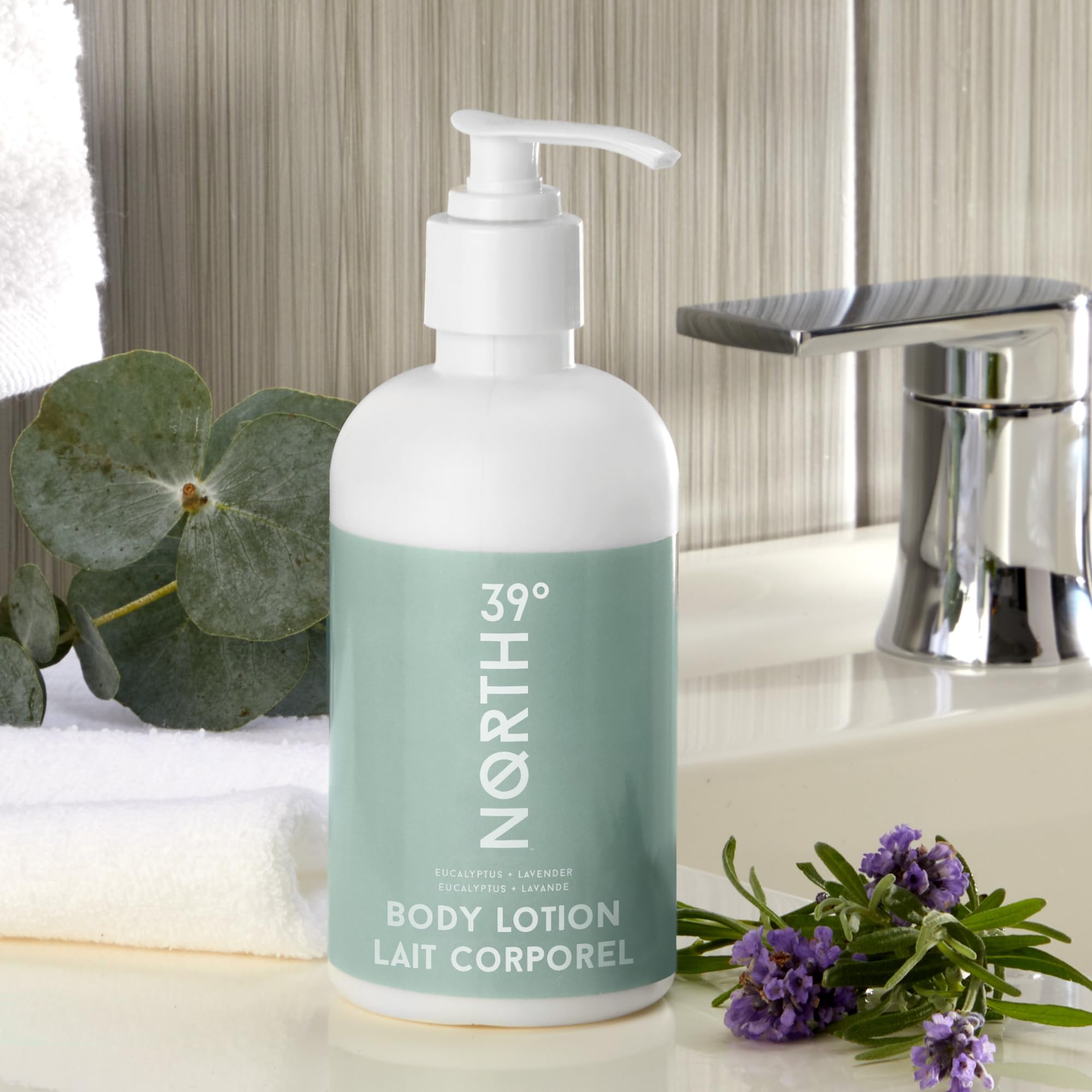Close-up of the lotion pump from 39° North showing the soothing scent.