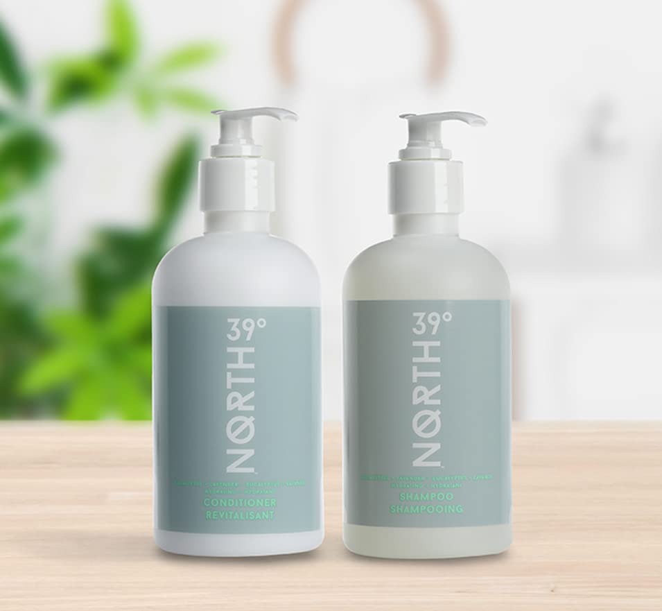 39° North conditioner bottle with lavender and eucalyptus for hydrated, smooth hair.