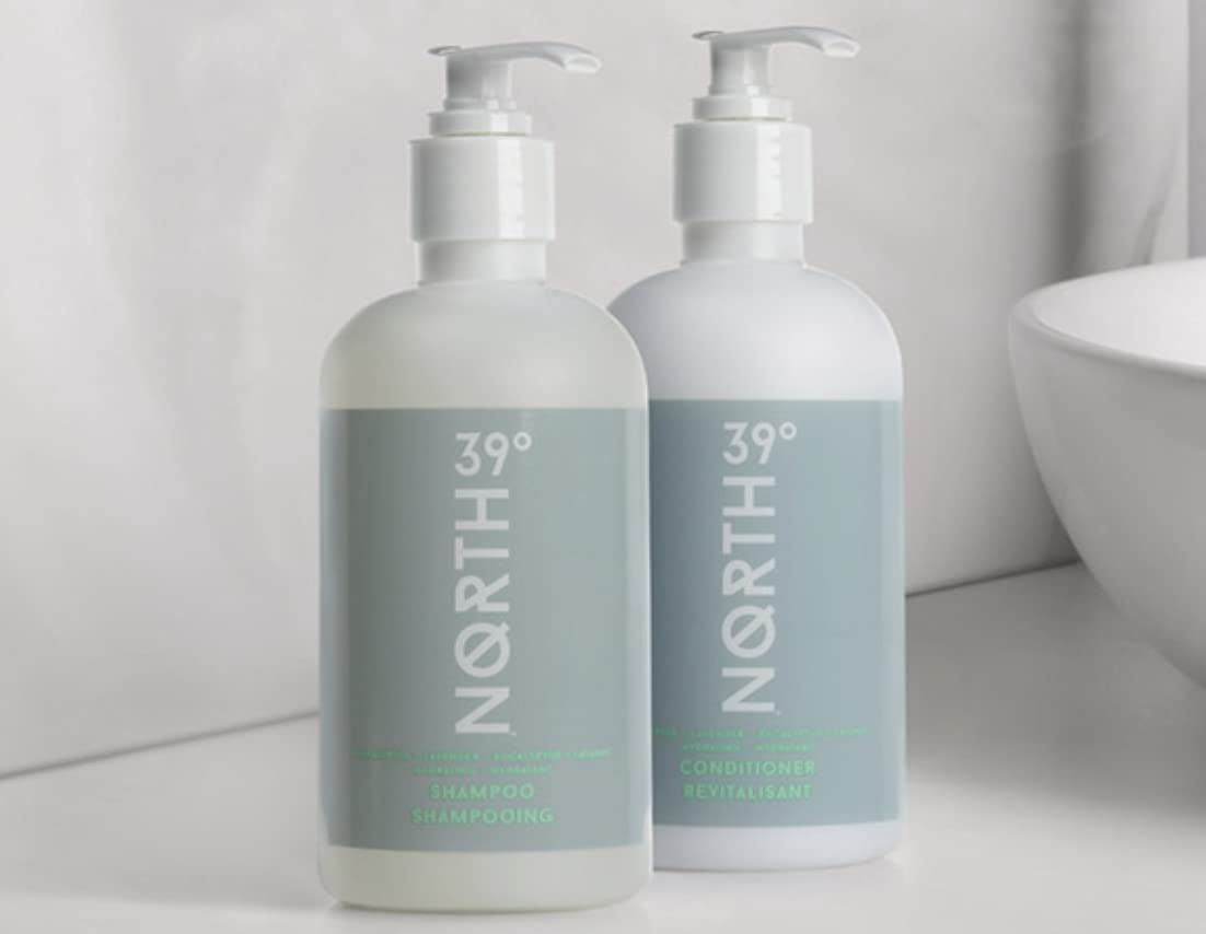 39° North Courtyard/Residence Inn inspired in-room display hints hotel-quality routine.