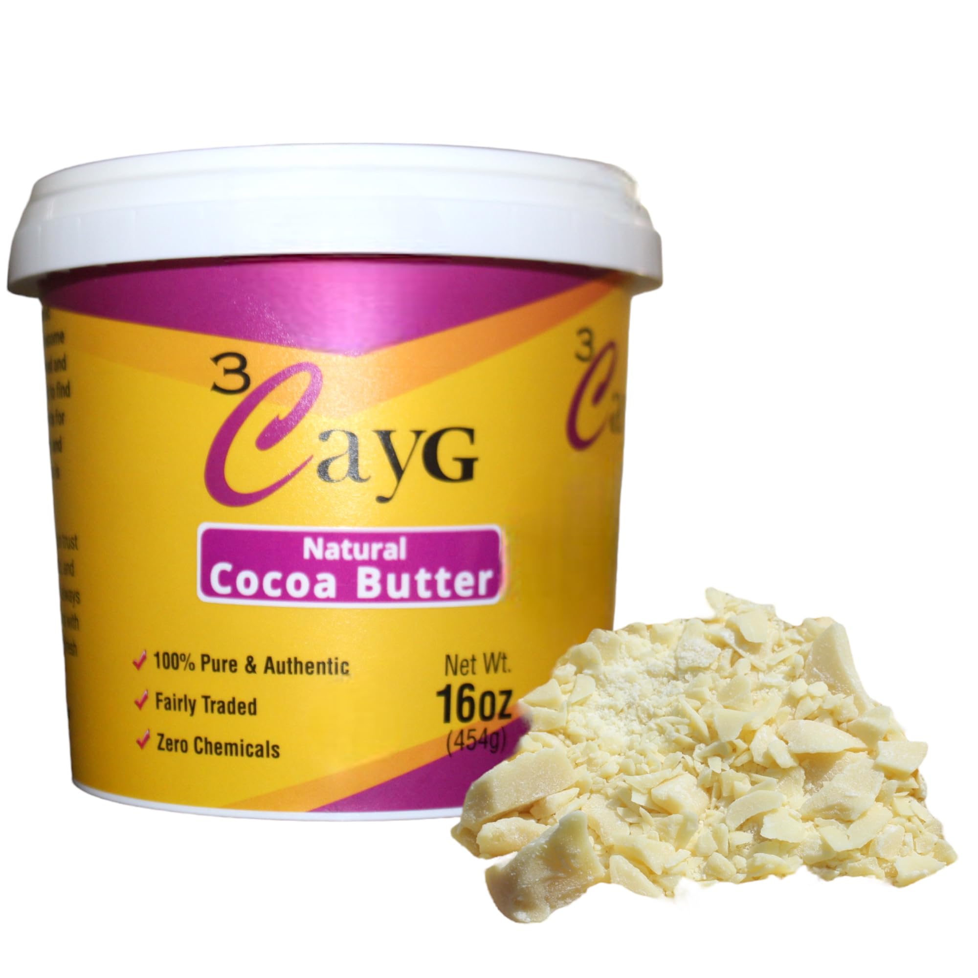 3CAYG Cocoa Butter block ready to melt for skin and hair care