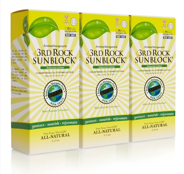 3rd Rock Sunblock bottle back label shows SPF 35 and organic zinc