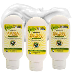 3rd Rock Sunblock pump-dispense close-up for hygienic application