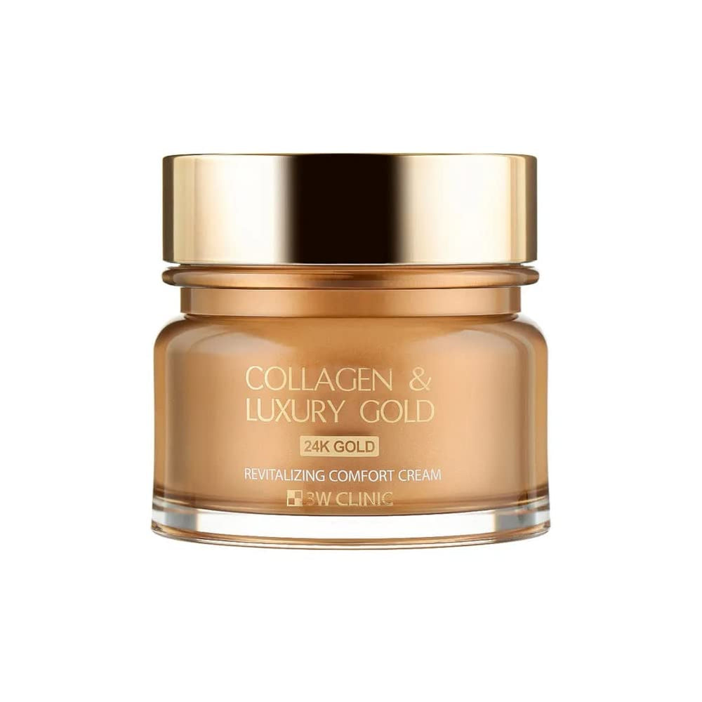 3W Clinic Collagen Luxury Gold Moisture Facial Cream 100ml jar for daily hydration and pampering