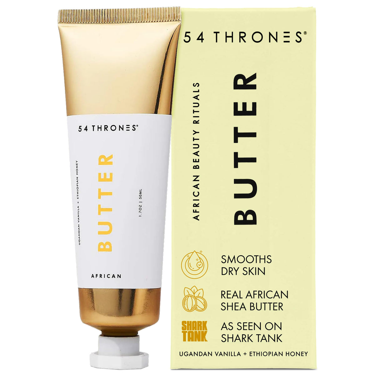 54 Thrones African Beauty Shea Butter jar ready for rich, everyday skin nourishment.