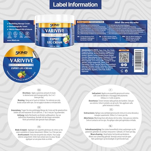 5Kind packaging with box and jar signaling premium varicose vein care.