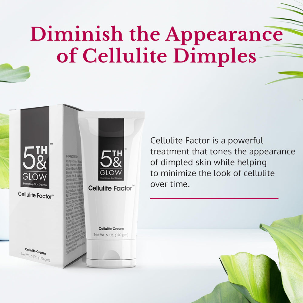 5th & Glow Cellulite Factor cream texture closeup for daily firming application