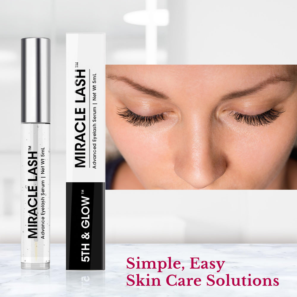 5th & Glow Miracle Lash serum finished look with thicker, longer-looking lashes.