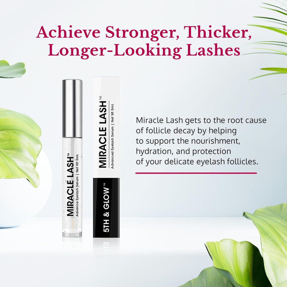 5th & Glow Miracle Lash serum wand for precise nightly application.
