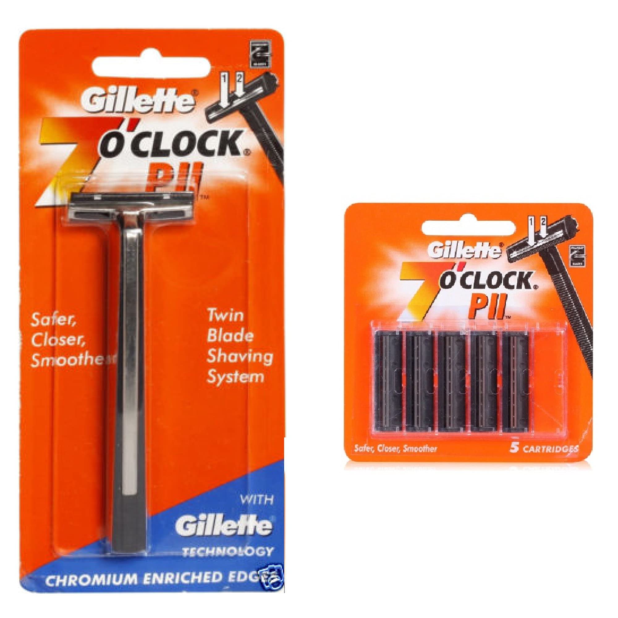 7 O'Clock PII Trac II razor with 5 blades for a smooth, controlled shave