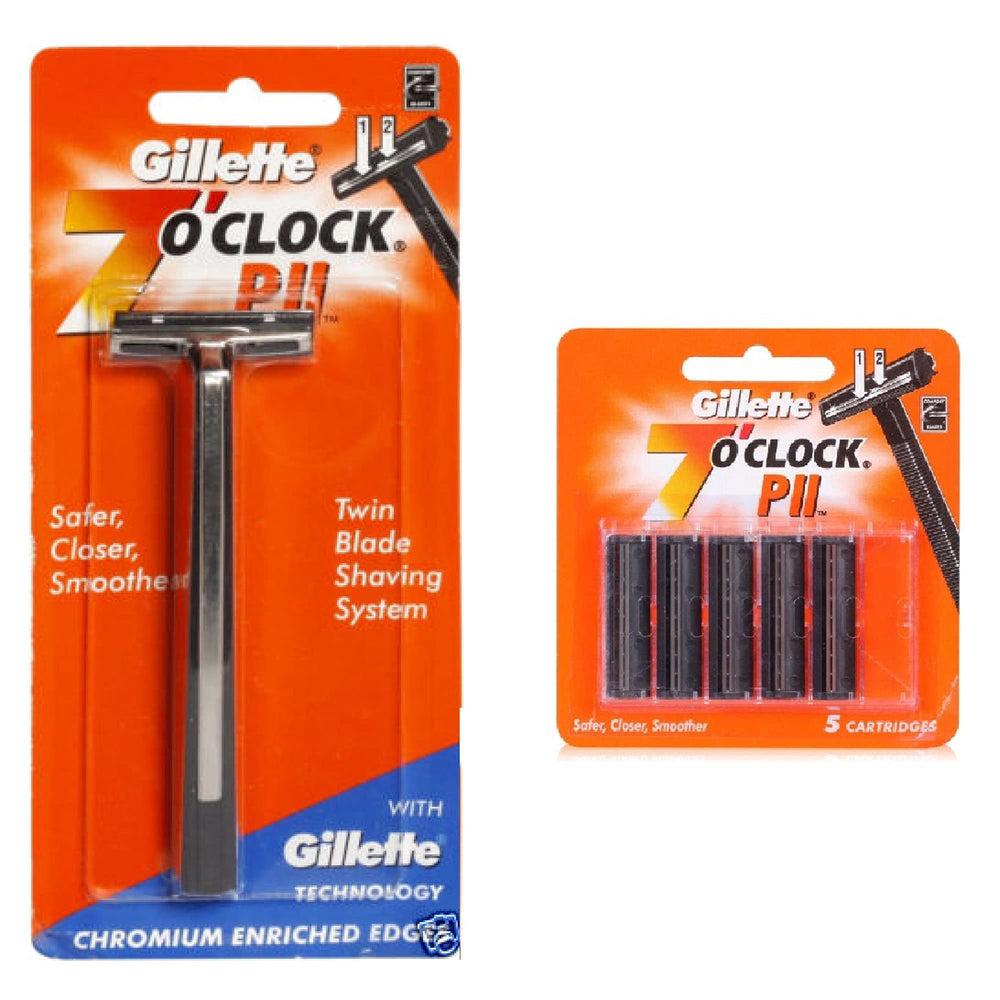 7 O'Clock PII Trac II razor with 5 blades for a smooth, controlled shave