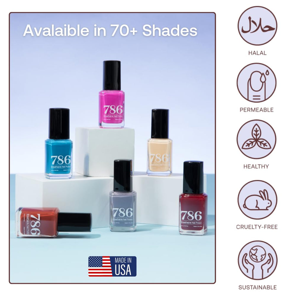 786 Cosmetics halal-certified packaging, confirming cruelty-free vegan beauty option.