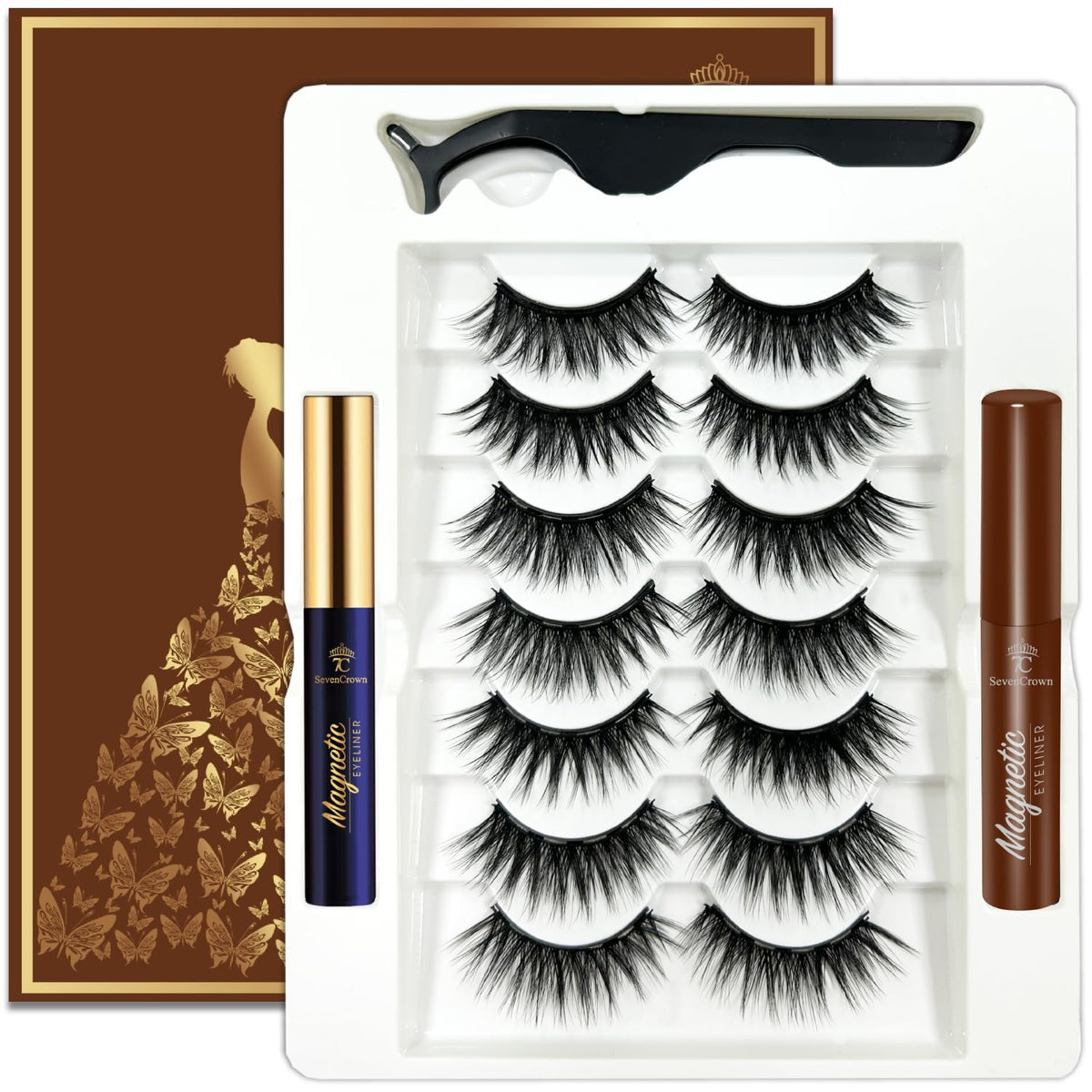 7C SevenCrown magnetic eyelashes natural look close-up for glue-free wear
