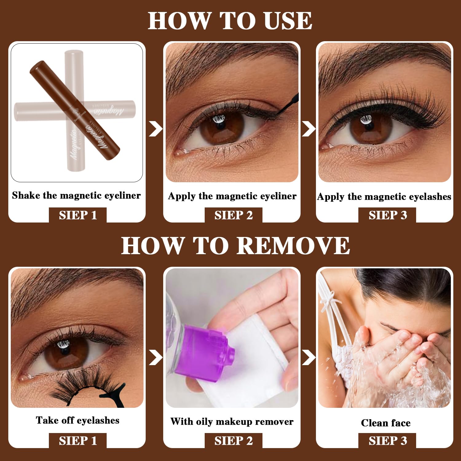Magnetic eyeliner tubes in black and brown for versatile shade matching