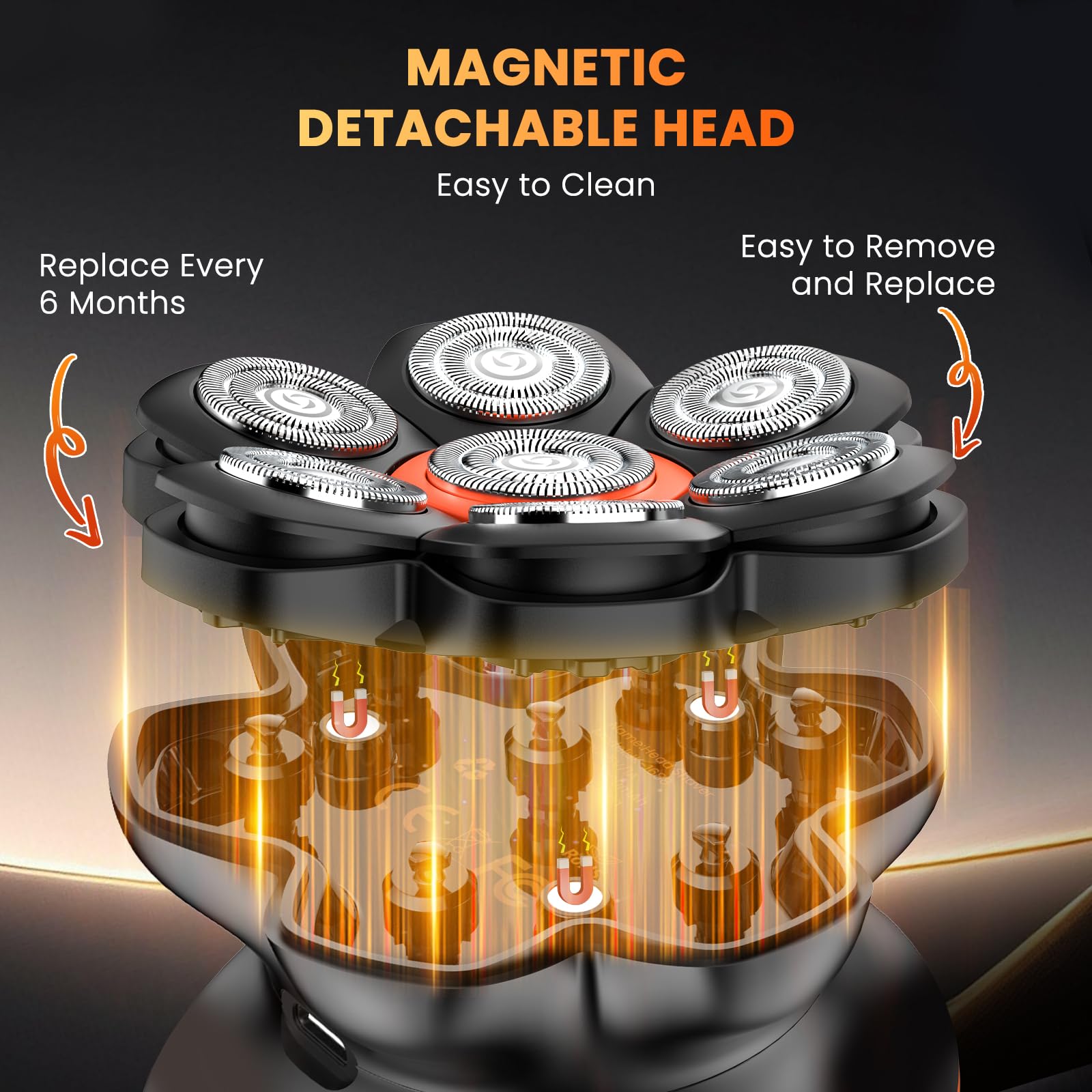 7D head shaver IPX6 waterproof for wet or dry use