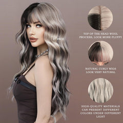 7JHH WIGS silver-black highlight ombre adds dimensional color.