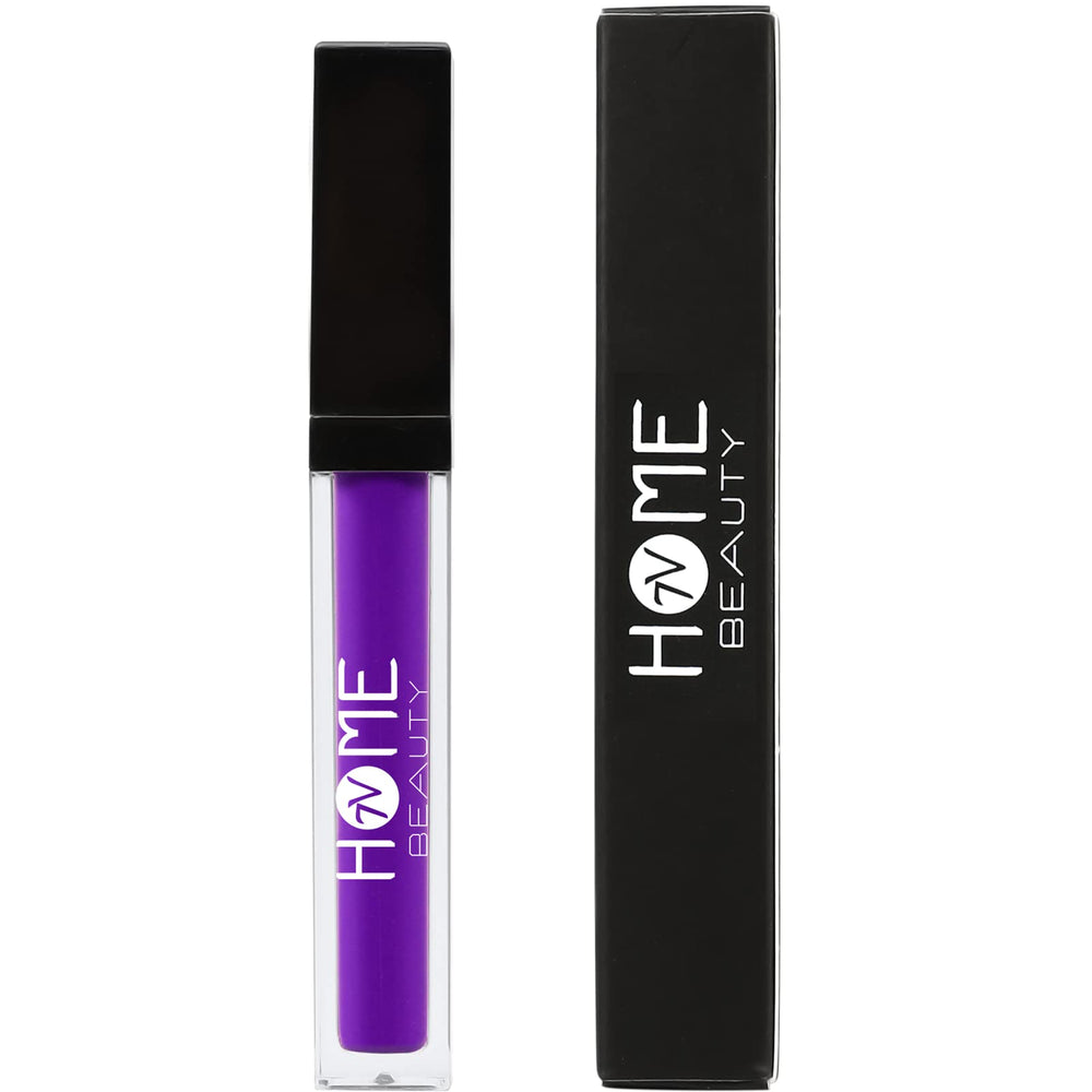 7V HOME BEAUTY Purple Matte Lipstick 744 applicator closeup demonstrates smooth application and pigment