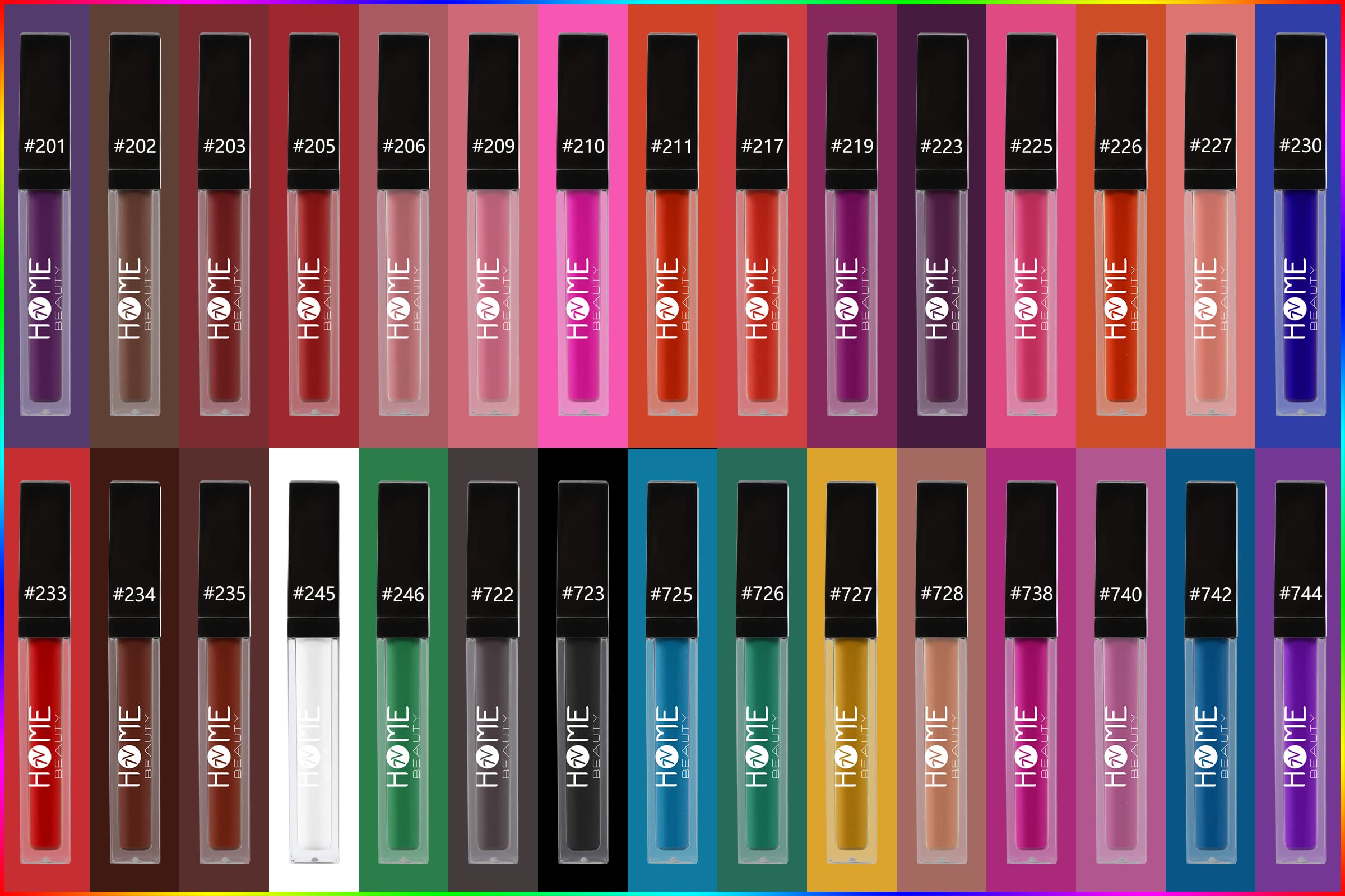 7V HOME BEAUTY Purple Matte Lipstick 744 closeup reveals matte texture and comfortable feel
