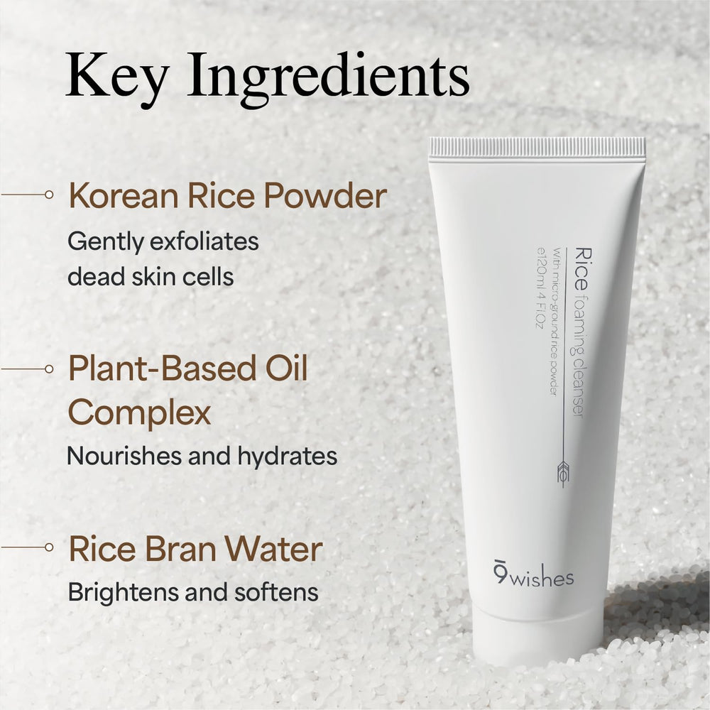 9 Wishes Rice Foaming Cleanser after-use skin—soft, hydrated feel.