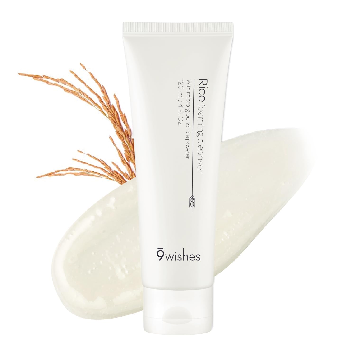 9 Wishes Rice Foaming Cleanser bottle—gentle daily cleanse for all skin types.