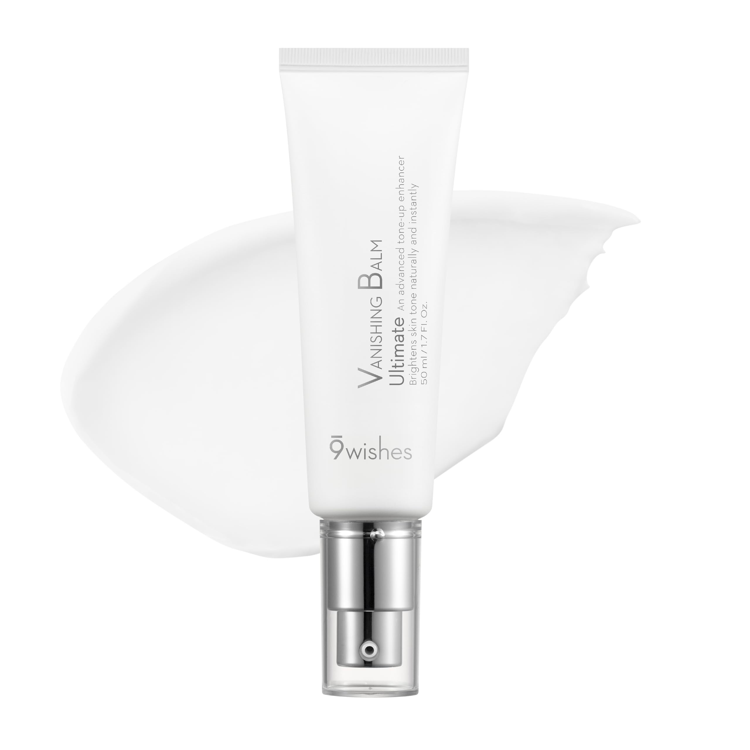 9 Wishes VB Ultimate Tone-Up Cream bottle close-up showing a smooth makeup-ready finish