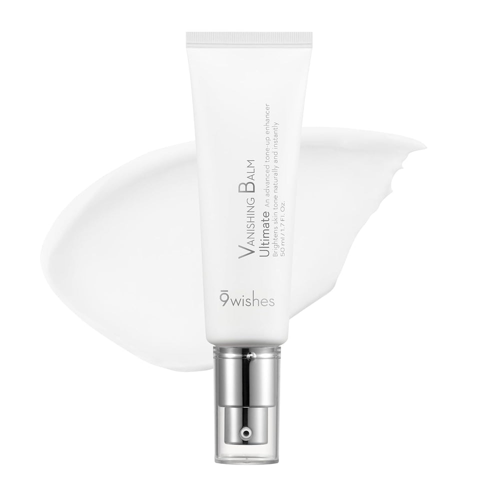 The 9 Wishes VB Ultimate Tone-Up Cream jar closeup displaying hydrating texture and smooth finish.
