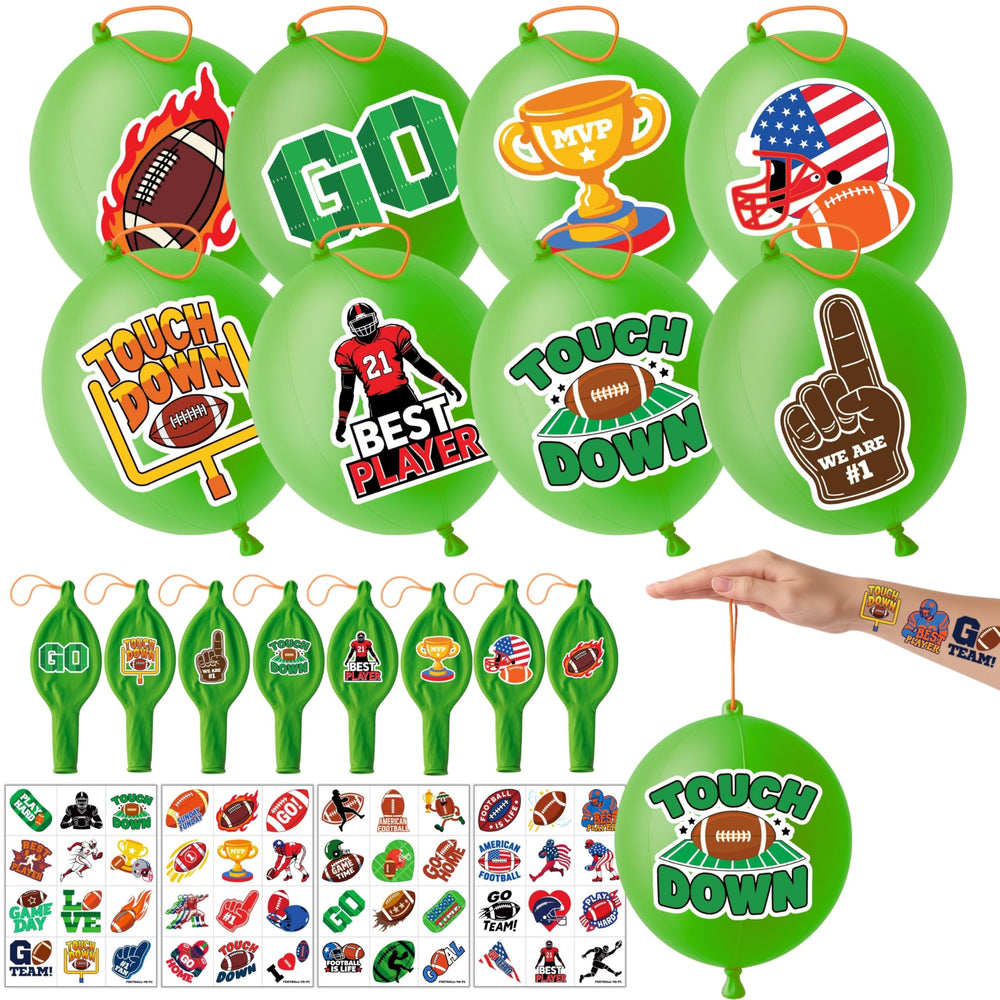 91BALLOONS green football punch balloons ready for lively party decorations and games
