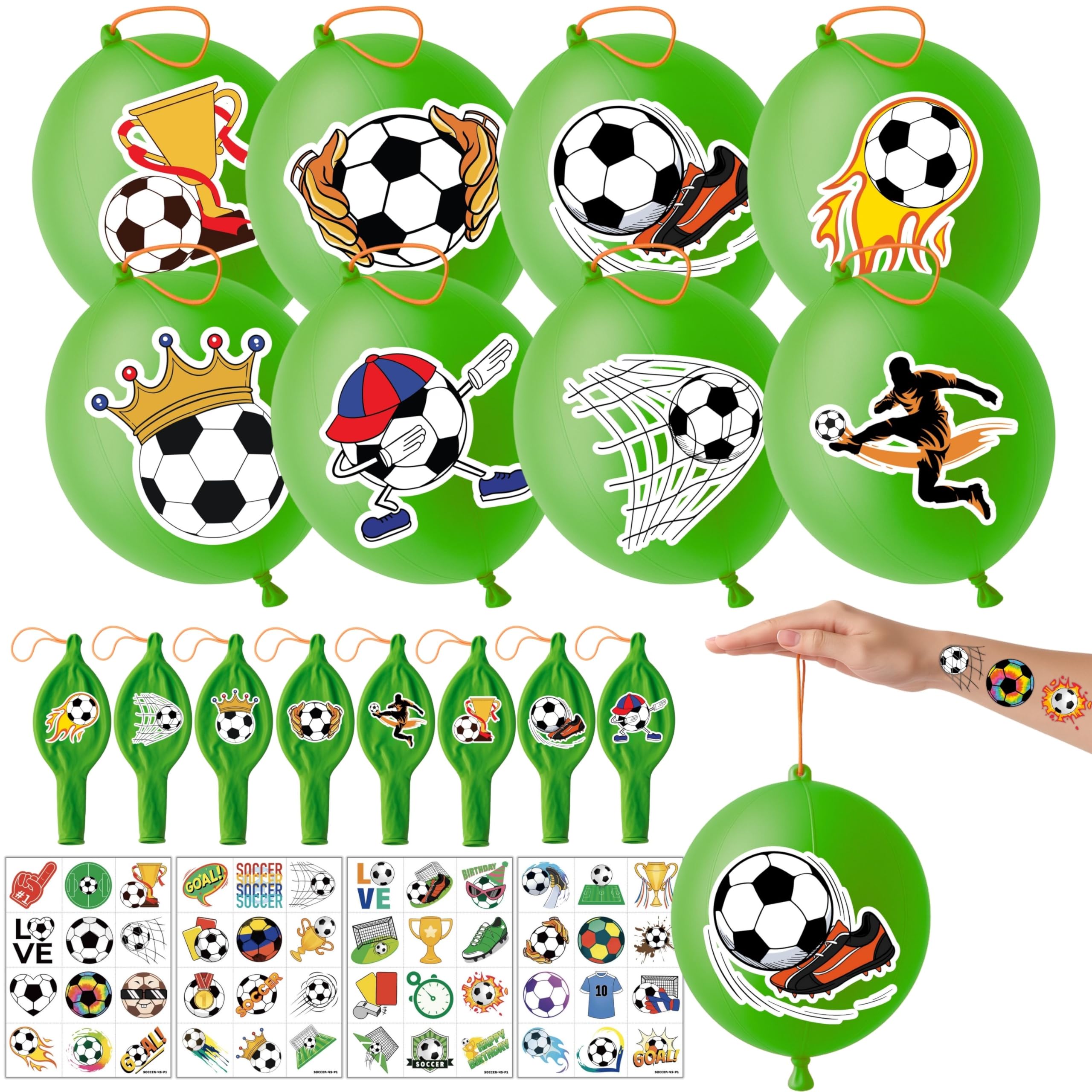 91BALLOONS soccer punch balloon green 18-inch ready for party games