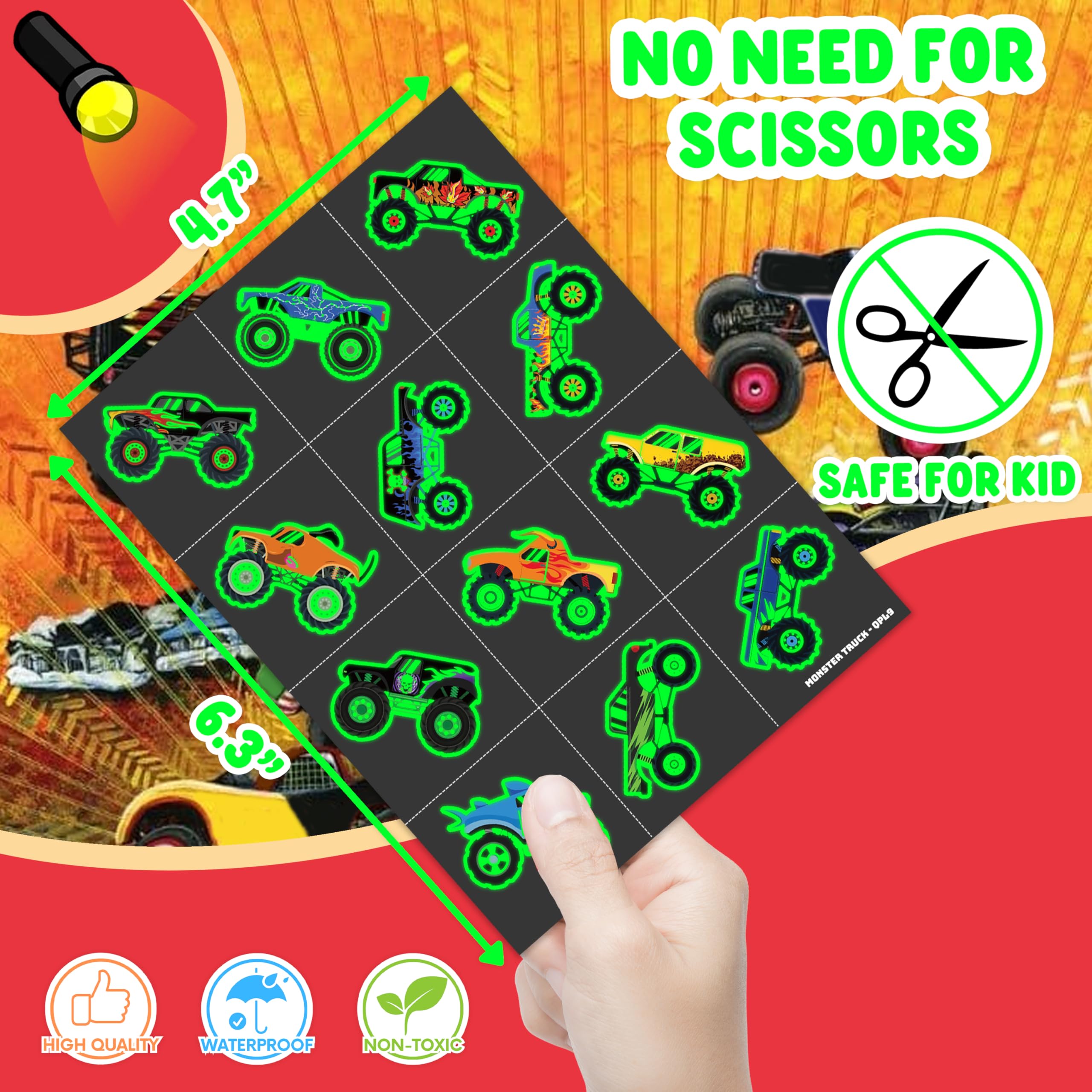 91TATTOOS easy-apply monster-truck tattoos dampen press lift guidance