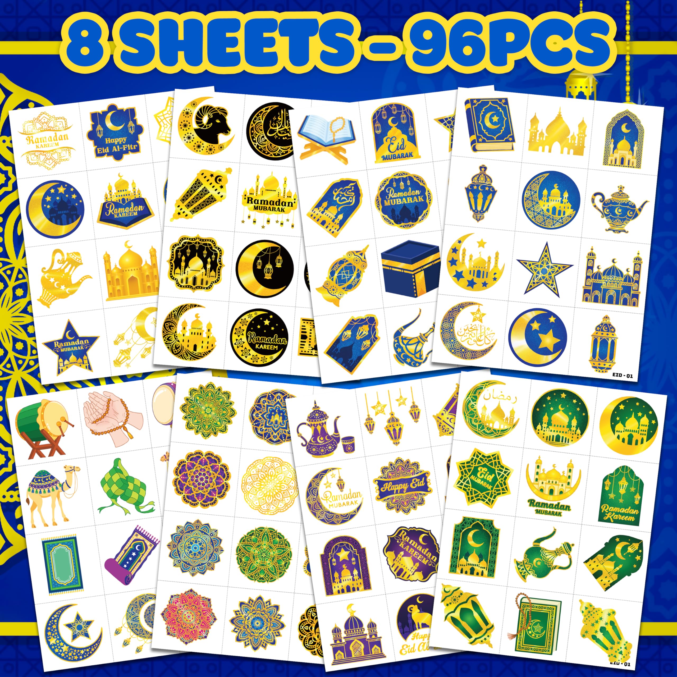 91TATTOOS Cute kid-design tattoos sheet, easy application for party activities.