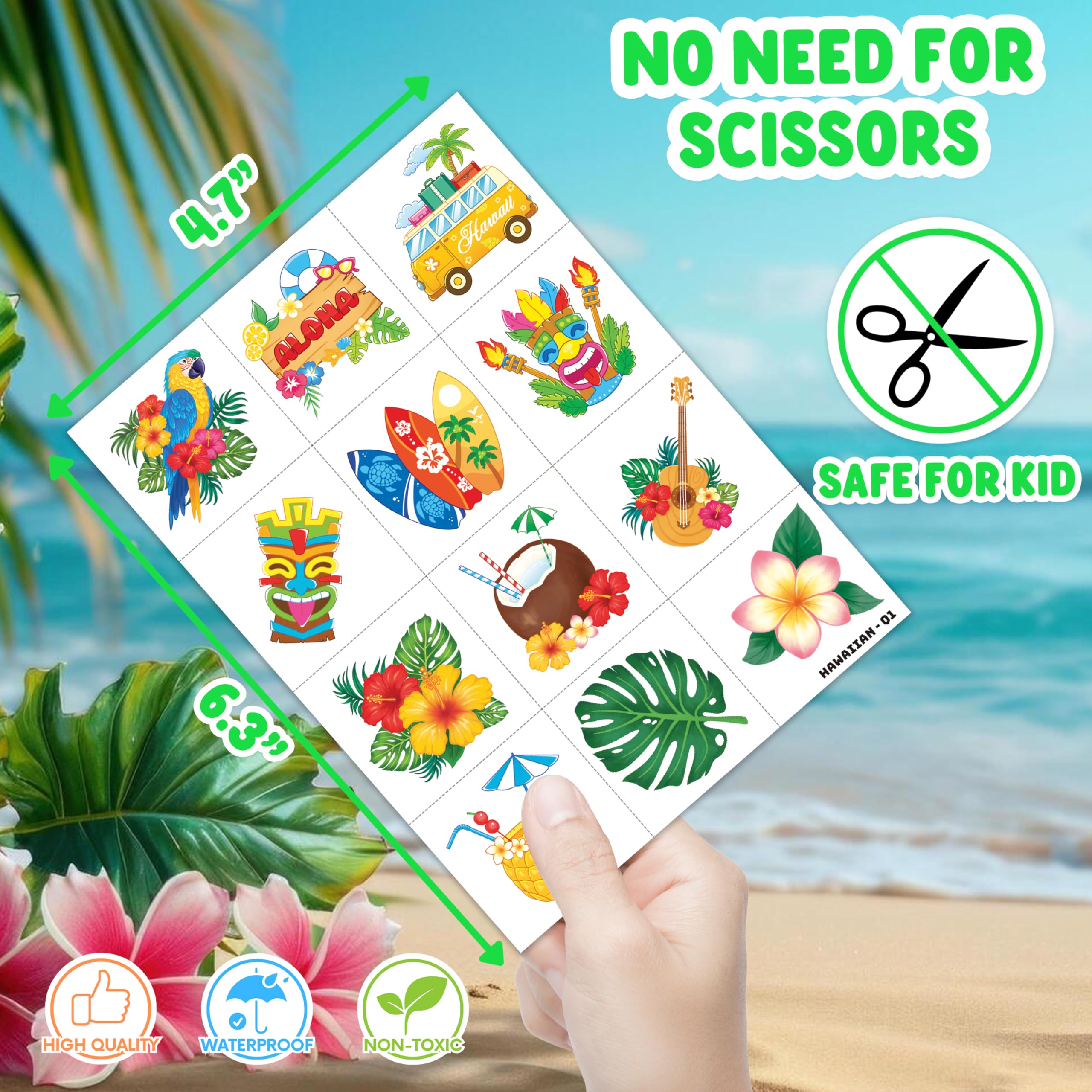 91TATTOOS Hibiscus leaf tattoos provide tropical flair for birthday activities.