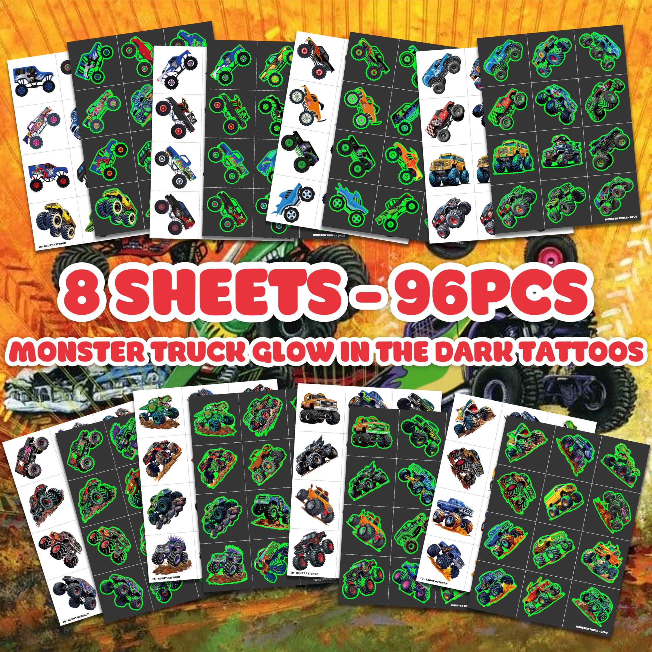 91TATTOOS monster-truck glow tattoos designs on skin for daytime fun