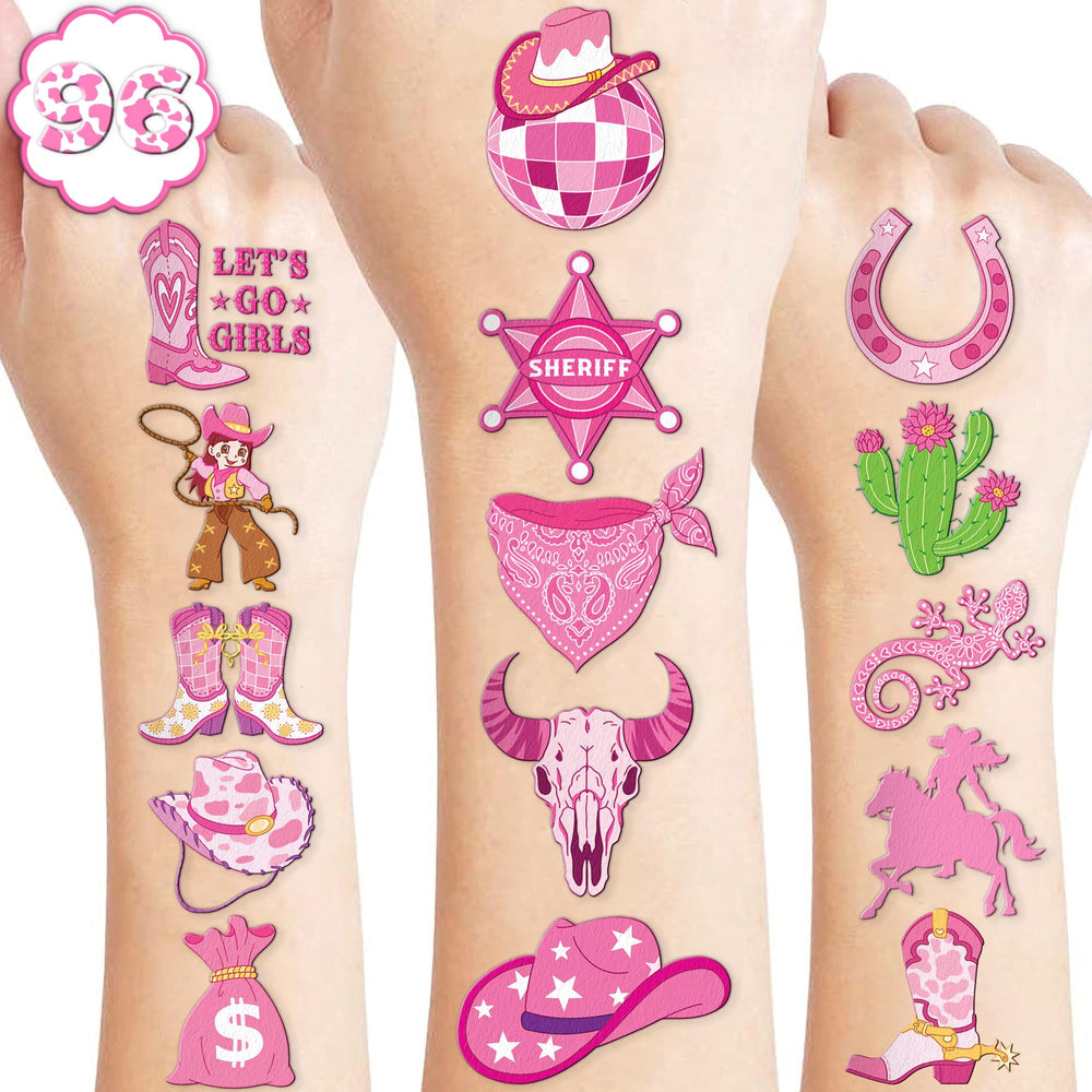 91TATTOOS pink-disco-western-cowgirl-sheets for kid-friendly party favors
