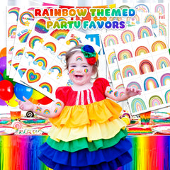 91TATTOOS rainbow pastel tattoo sheets with clouds and stars for dress-up fun.