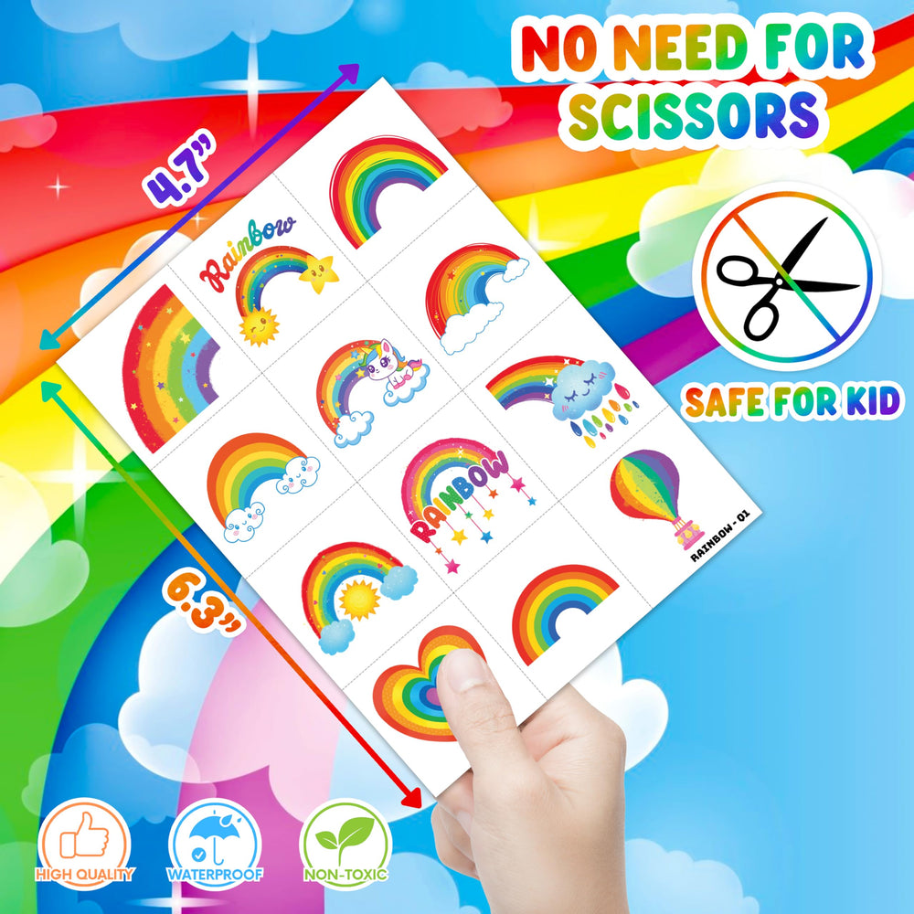 91TATTOOS rainbow pastel tattoo sheets provide skin-safe designs for events.