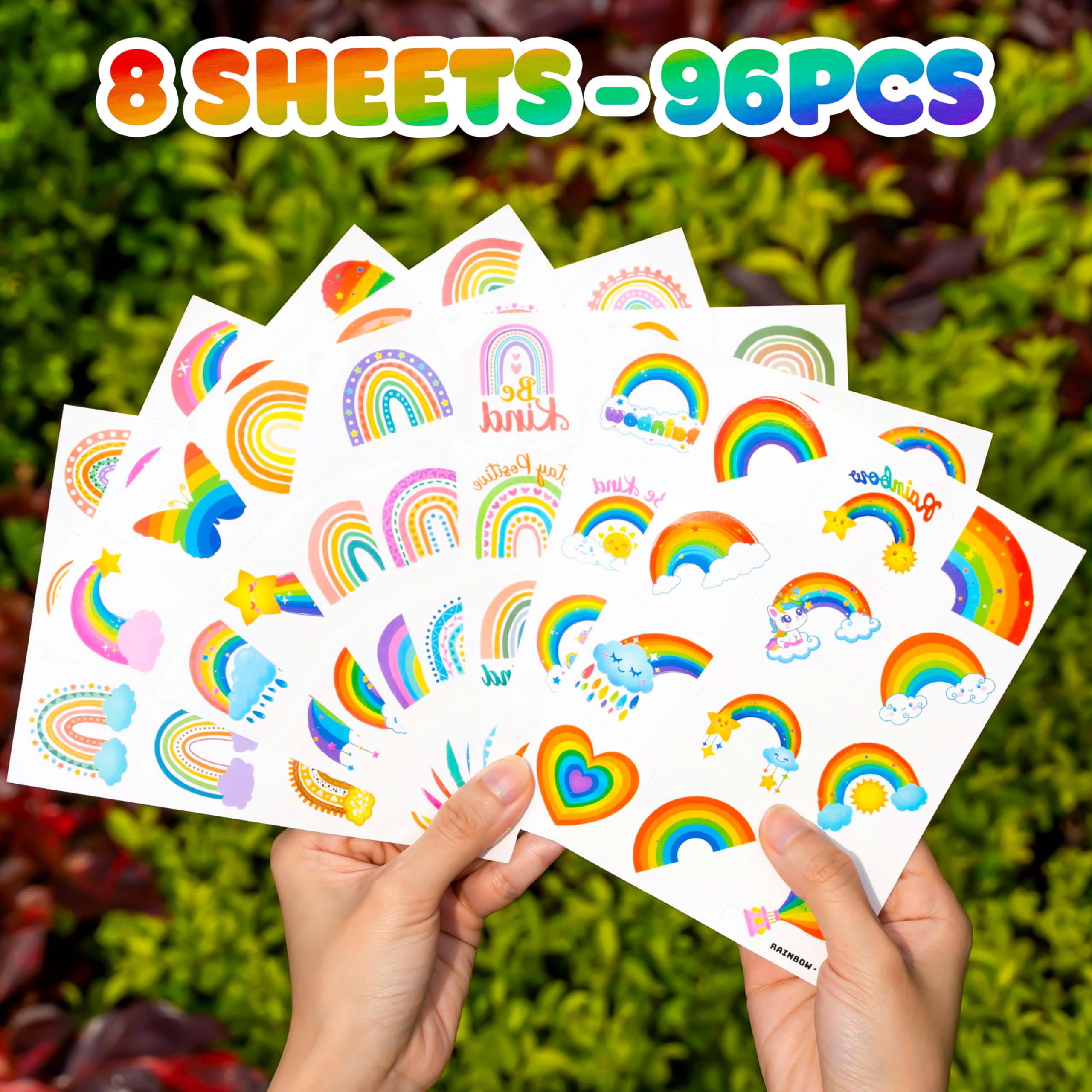91TATTOOS rainbow pastel tattoo sheets are perfect for DIY party favors and gifts.