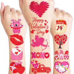 91TATTOOS Valentine heart designs sheet 1 for kid-friendly party favors