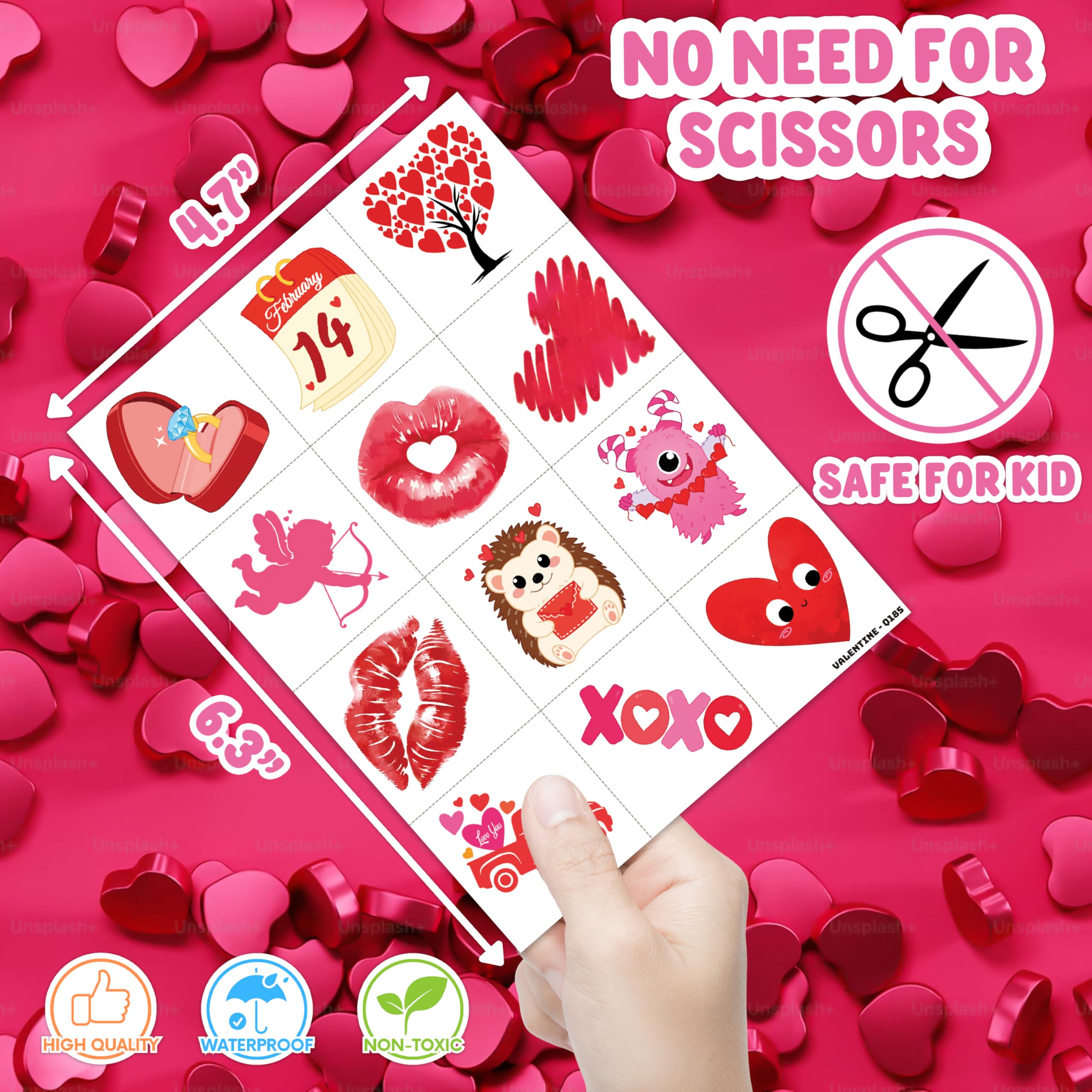 91TATTOOS Valentine heart tattoo sheet 6 vibrant kid designs