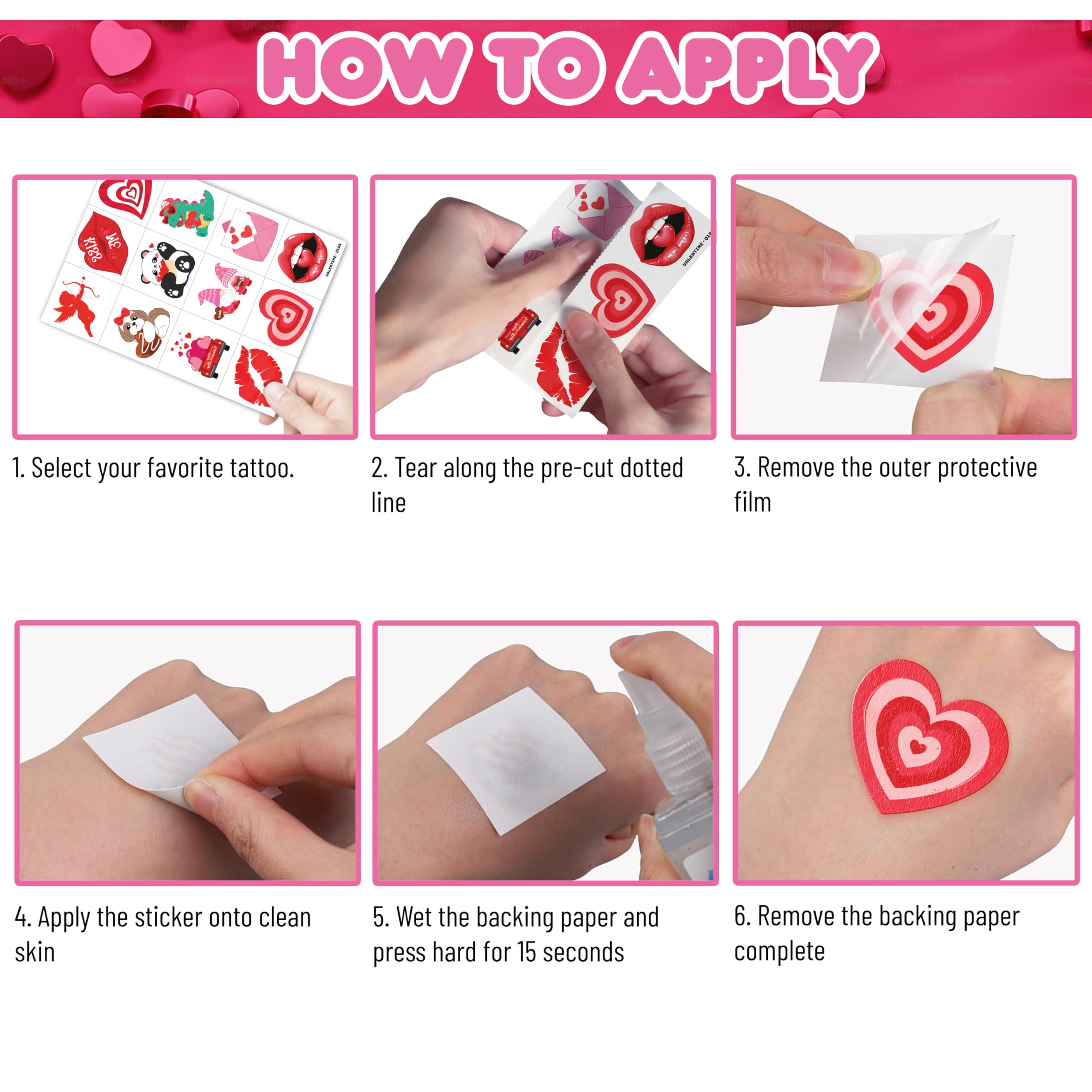 91TATTOOS Valentine heart tattoo sheet 8 huge 96-piece variety