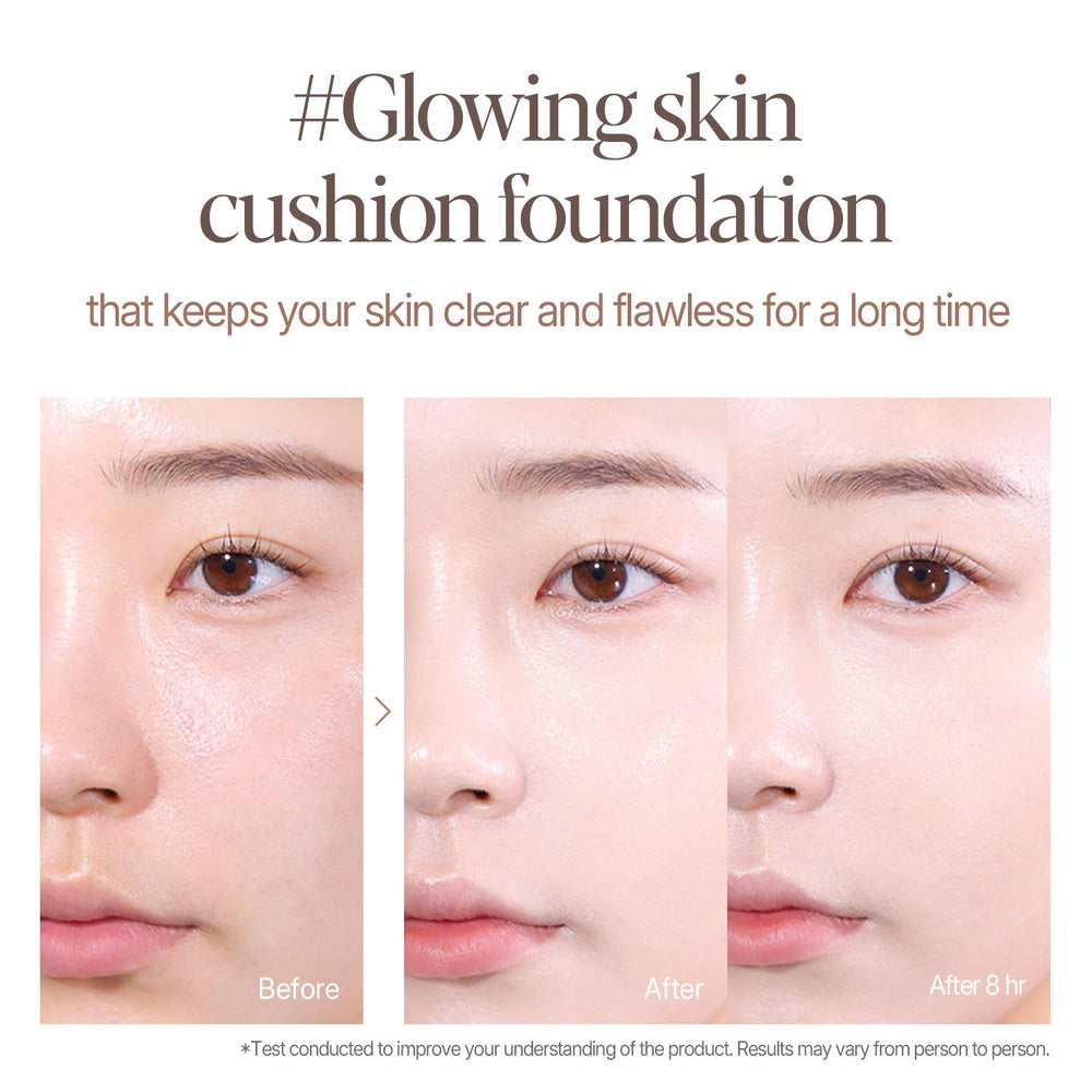 Espoir Be Glow Volume Cushion Petal on skin for radiant, natural glow.